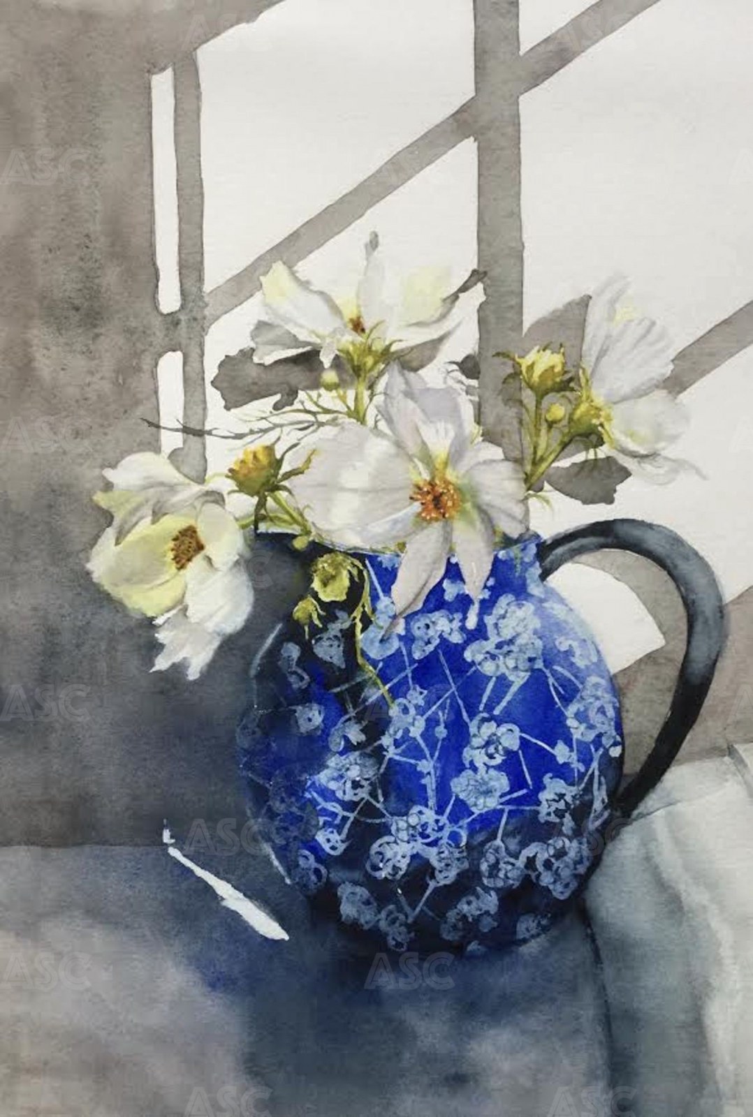 Cosmos in a Blue Jug